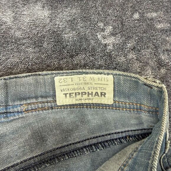 Diesel Slim-Carrot Tepphar Denim Distressed Jeans Men's 31X32(32X30) 0886A *Read - Picture 8 of 16